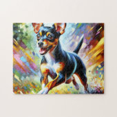 Toy Fox Terrier Dog Portrait Akryllische Art Print Puzzle (Horizontal)