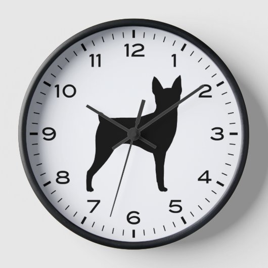 Toy Fox Terrier Dog Rasse Silhouette Uhr (Vorderseite)