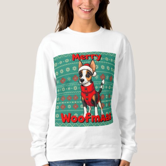 Toy Fox Terrier Frohe Woofmas Sweatshirt (Vorderseite)