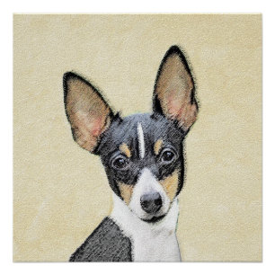 Toy Fox Terrier Malerei - Süße originelle Hundekun Poster