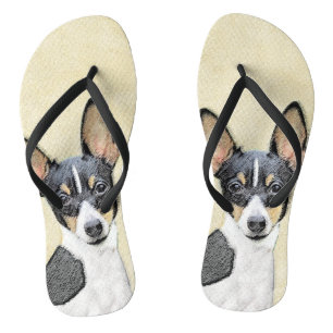 Toy Fox Terrier Painting - Niedliche Original Dog  Badesandalen