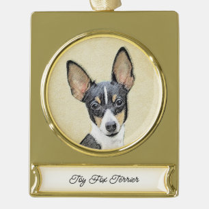 Toy Fox Terrier Painting - Niedliche Original Dog  Banner-Ornament Gold