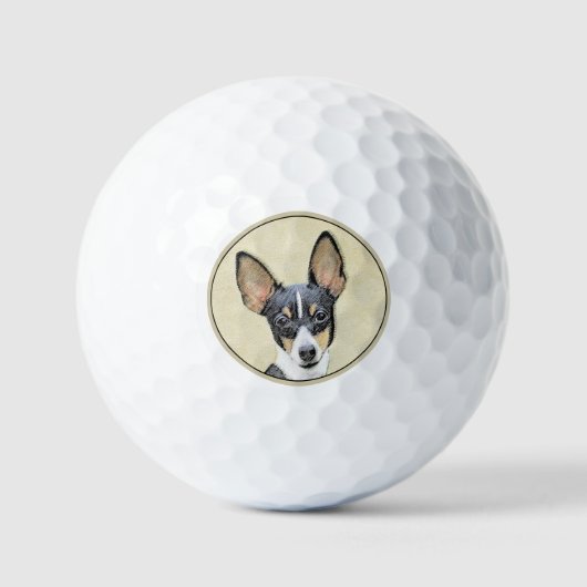 Toy Fox Terrier Painting - Niedliche Original Dog Golfball (Vorderseite)