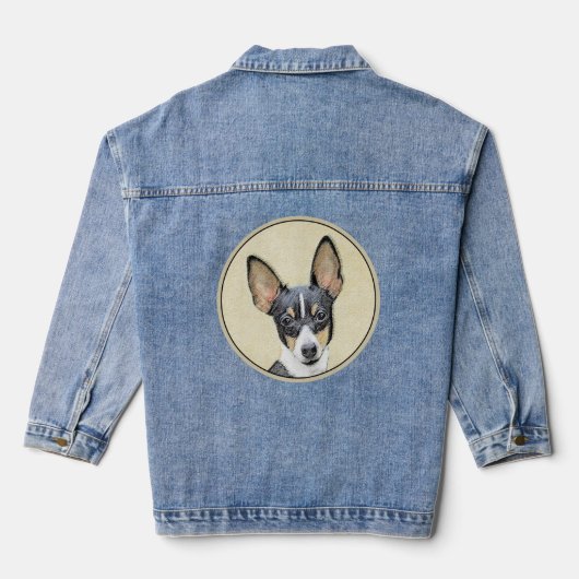 Toy Fox Terrier Painting - Niedliche Original Dog Jeansjacke (Rückseite)