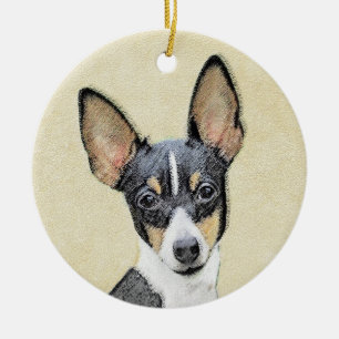 Toy Fox Terrier Painting - Niedliche Original Dog Keramik Ornament