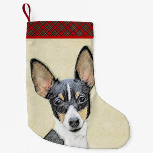Toy Fox Terrier Painting - Niedliche Original Dog  Kleiner Weihnachtsstrumpf