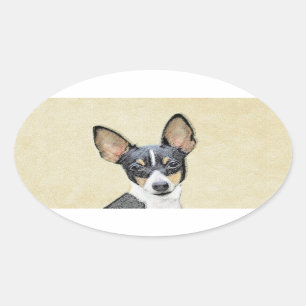 Toy Fox Terrier Painting - Niedliche Original Dog  Ovaler Aufkleber