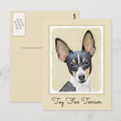 Toy Fox Terrier Painting - Niedliche Original Dog Postkarte (Vorne/Hinten)