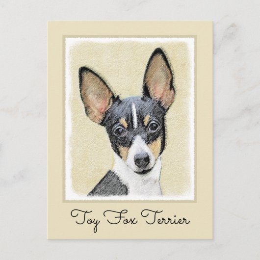 Toy Fox Terrier Painting - Niedliche Original Dog Postkarte (Vorderseite)