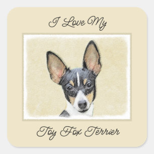 Toy Fox Terrier Painting - Niedliche Original Dog  Quadratischer Aufkleber