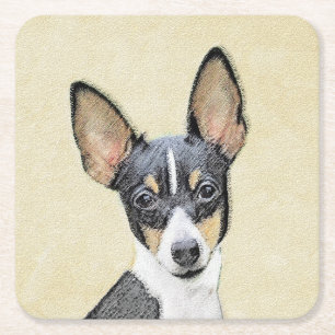 Toy Fox Terrier Painting - Niedliche Original Dog  Rechteckiger Pappuntersetzer