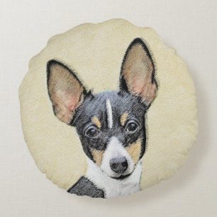 Toy Fox Terrier Painting - Niedliche Original Dog Rundes Kissen