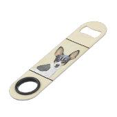 Toy Fox Terrier Painting - Niedliche Original Dog  Speed Flaschenöffner (Rückseite Schrägansicht)