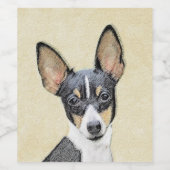 Toy Fox Terrier Painting - Niedliche Original Dog  Weinetikett (Einzelnes Label)