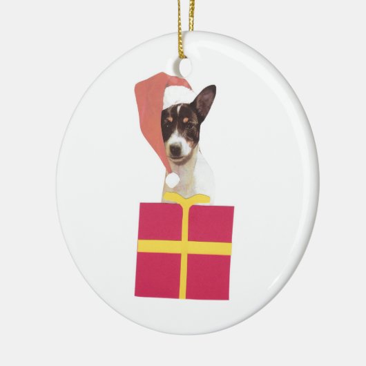 Toy Fox Terrier Santa Hat Ornament (Links)