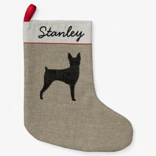 Toy Fox Terrier Silhouette Custom Dog Holiday Kleiner Weihnachtsstrumpf