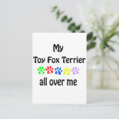 Toy Fox Terrier Walks Design Postkarte (Stehend Vorderseite)
