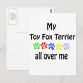 Toy Fox Terrier Walks Design Postkarte (Vorne/Hinten)