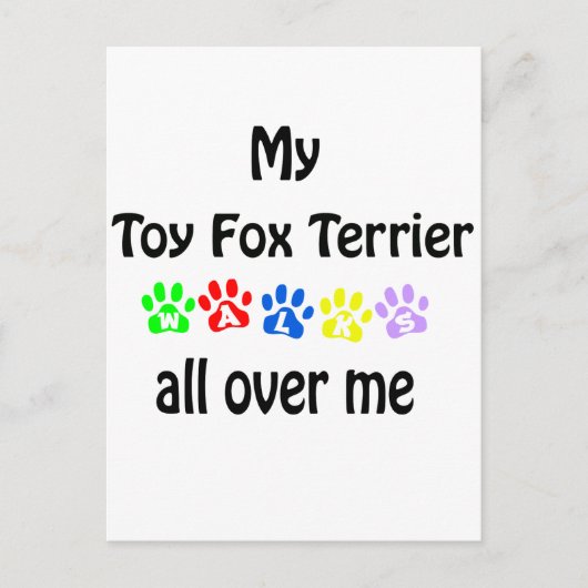 Toy Fox Terrier Walks Design Postkarte (Vorderseite)