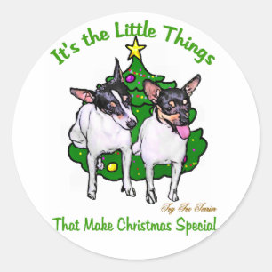 Toy Fox Terrier Weihnachtsgeschenke Runder Aufkleber