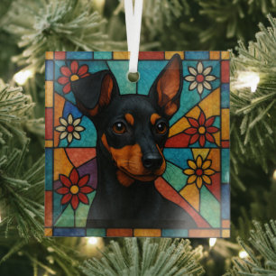 Toy Manchester Terrier Dog "Stains Glass" Ornament Aus Glas