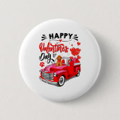 Toy Odle Heart Red Truck Happy Valentine Day Dog Button (Vorderseite)