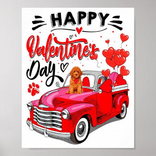 Toy Odle Heart Red Truck Happy Valentine Day Dog  Poster (Vorne)