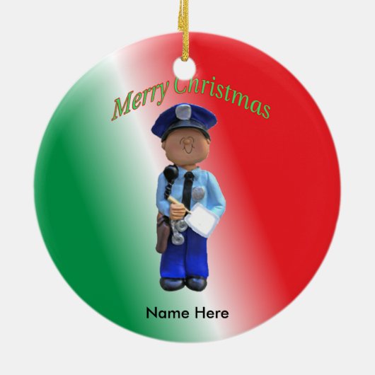Toy Policeman Custom Christmas Keramik Ornament (Hinten)