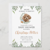 Toy Poodle Apricot Brown Boho Greenery Baby Dusche Einladung (Vorderseite)