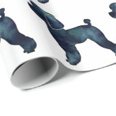 Toy Poodle Black Watercolor Silhouette Geschenkpapier (Rolleneckpunkt)