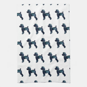 Toy Poodle Black Watercolor Silhouette Geschirrtuch