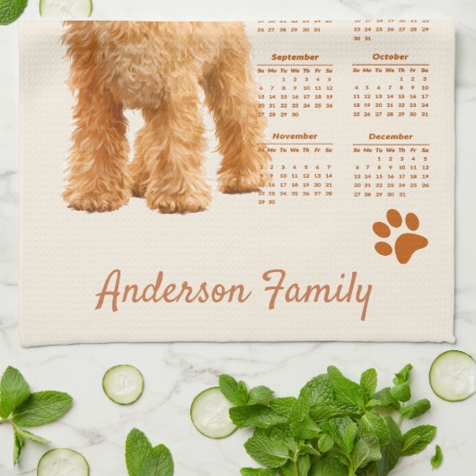 Toy Poodle Dog 2026 Kalender Geschirrtuch (Gefaltet)