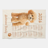 Toy Poodle Dog 2026 Kalender Geschirrtuch (Horizontal)