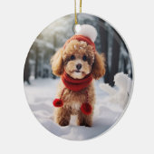 Toy Poodle Dog Christmas Keepake Keramik Ornament (Links)