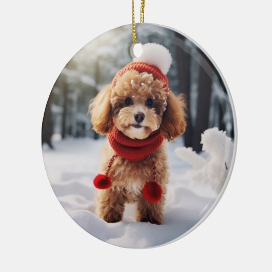 Toy Poodle Dog Christmas Keepake Keramik Ornament (Links)