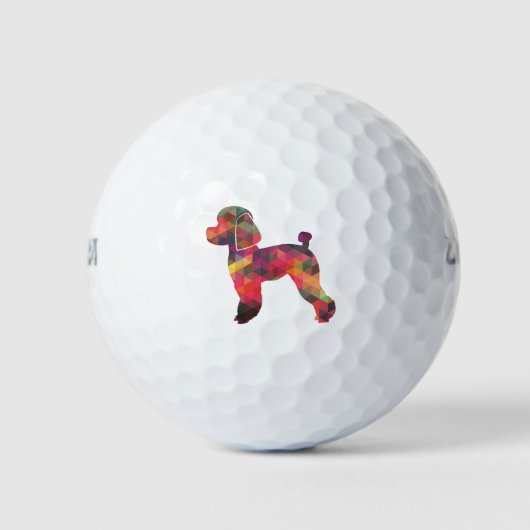 Toy Poodle Dog Geo Silhouette Multi Golfball (Vorderseite)
