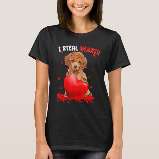 Toy Poodle Dog I Steal Hearts Cute Valentine Day W T-Shirt (Vorderseite)