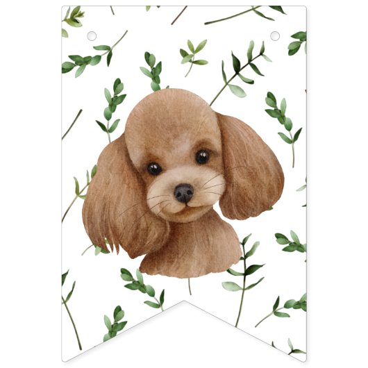 Toy Poodle Greenerenery Baby Shower Puppy Wimpelkette (Zweite Fahne)