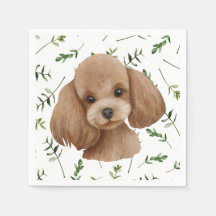 Toy Poodle Greenery Boho Baby Shower Napkins