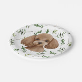 Toy Poodle Greenery Boho Baby Shower Paper Teller (Schrägansicht)