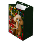 Toy Poodle Holiday Card Mittlere Geschenktüte (Vorderseite Schrägansicht)