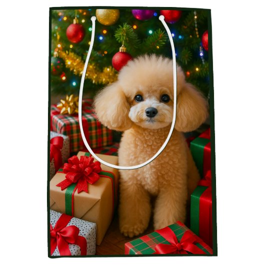 Toy Poodle Holiday Card Mittlere Geschenktüte (Vorderseite)