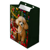 Toy Poodle Holiday Card Mittlere Geschenktüte (Rückseite Schrägansicht)