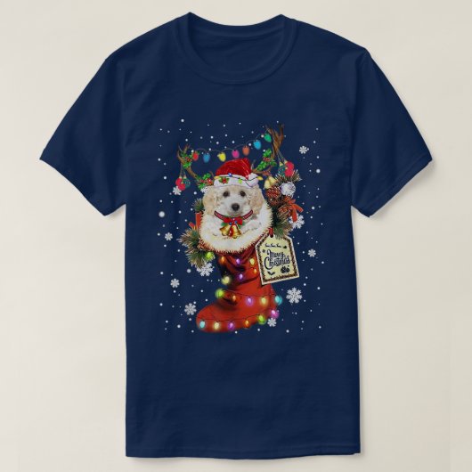 Toy Poodle Xmas Boot Weihnachtssock Winterschnee T-Shirt (Design vorne)