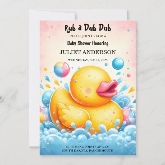 Toy Pool Foam Bash Twin Rubber Duck Baby Duck Dusc Einladung (Vorderseite)