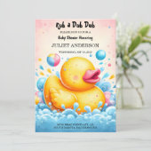 Toy Pool Foam Bash Twin Rubber Duck Baby Duck Dusc Einladung (Stehend Vorderseite)