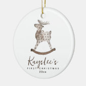 Toy Reindeer Baby First Christmas Ceramic Ornament (Links)