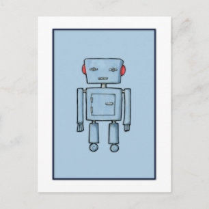 Toy Robot Blue Postcard Postkarte