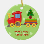 Toy Train, Baby's First Christmas Keramik Ornament (Vorne)