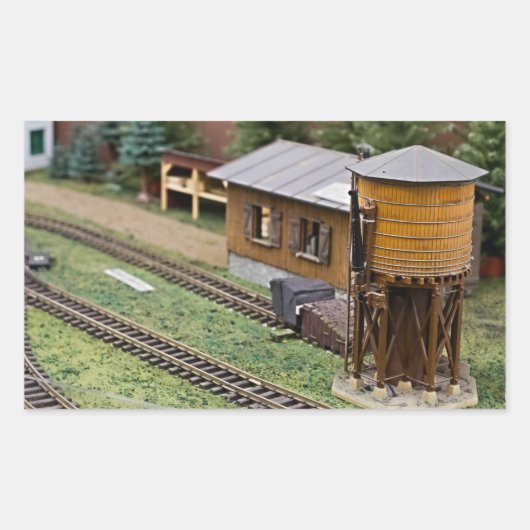 Toy Train Platform Water Tower Rechteckiger Aufkleber (Vorderseite)